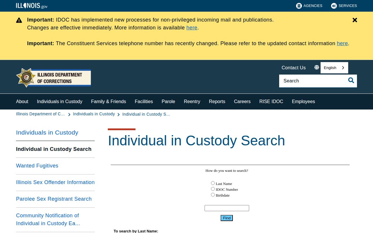 IDOC Lee County released inmate offender search